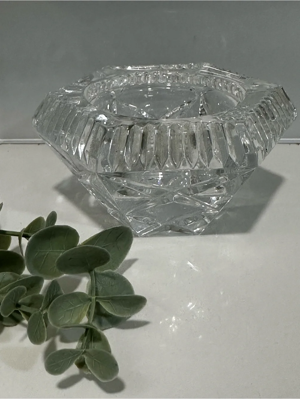 Vintage CRISTAL D’ARQUES 24% LEAD CRYSTAL HEXAGONAL VOTIVE CANDLE HOLDER FRANCE